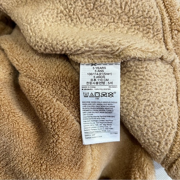 Baby Gap Brannan Bear Robe Size 5 Years Brown Hooded Fleece Sherpa Kids - Picture 2 of 6